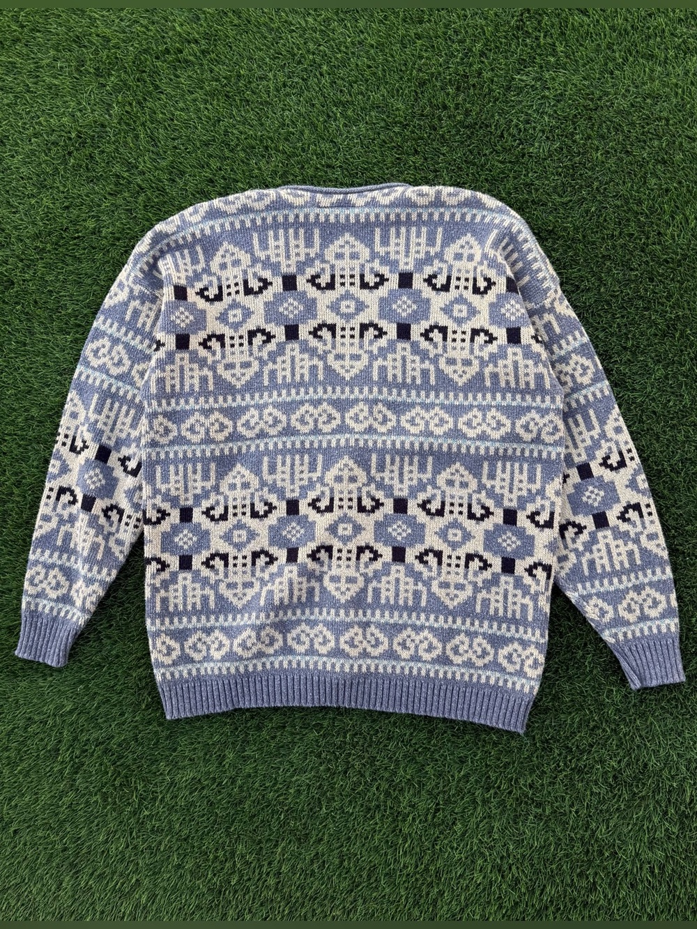 Vtg 90s Liz Claiborne LizWear Women's Cardigan Geometric Cream Sweater Sz Medium - Picture 2 of 6